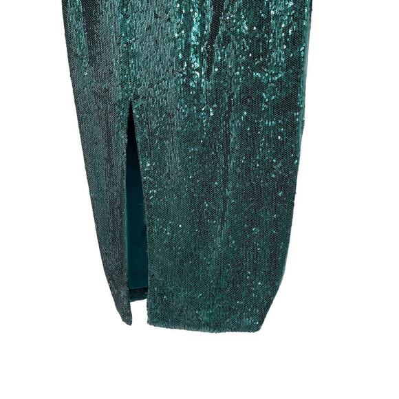 DRESS THE POPULATION Natalie Midi Dress Deep Emerald Green Sequin Size M NWT - Picture 5 of 9